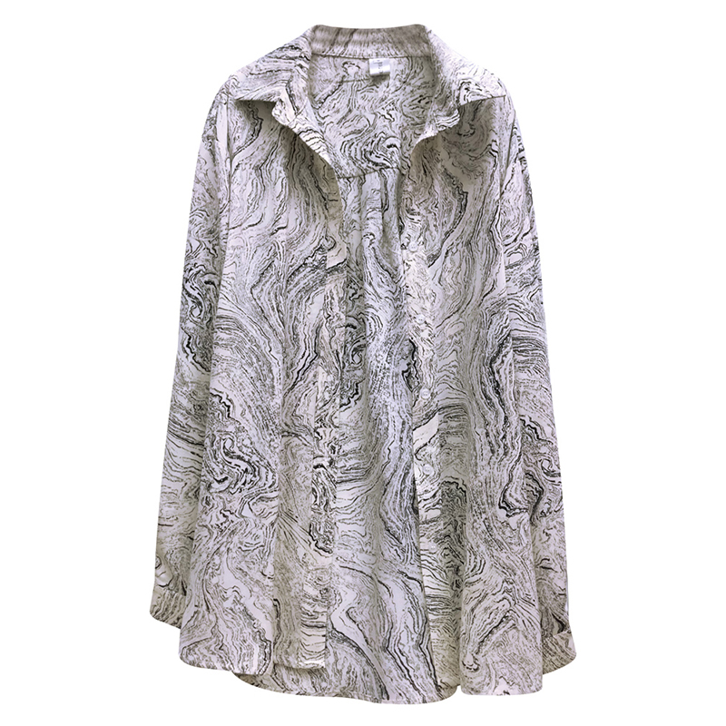 SS2306 Cotton ink digital print long sleeve womens blouse shirts  (3)