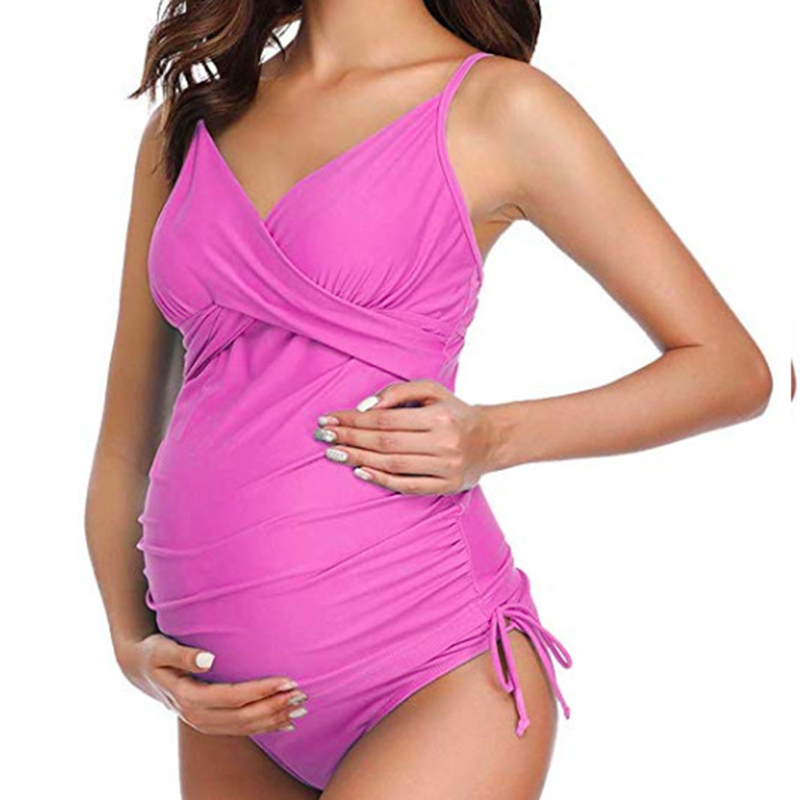 SS230709 Recycled Solid color split summer pregnant women two-piece bikini swimsuit (4)