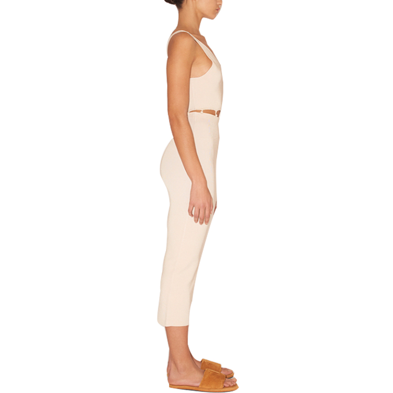 SS2310 Satin Silk Digital Printed V neck Long sleeve Crop Top Blouse  Slim straight Skirts (2)