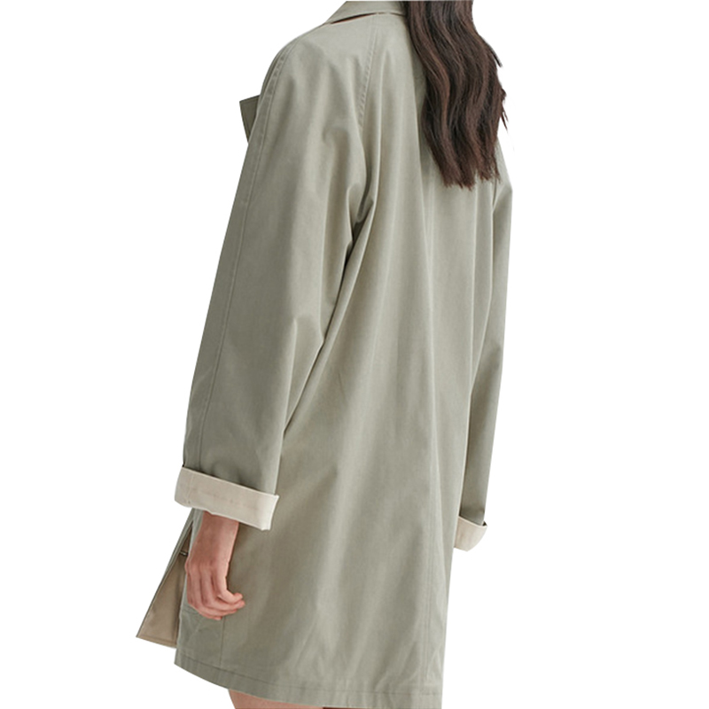 SS23107 Cotton Canvas Square Neck Raglan sleeve Vintage mid Length Jacket Coat (3)