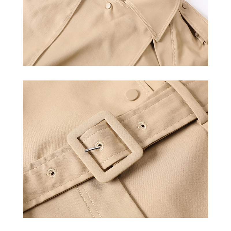 SS23116 Cotton Drill Long Sleeve Button Up coat  belot Playsuit Jumpsuit.  (1)