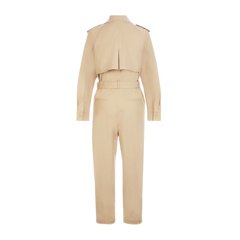 SS23116 Cotton Drill Long Sleeve Button Up coat  belot Playsuit Jumpsuit.  (3)