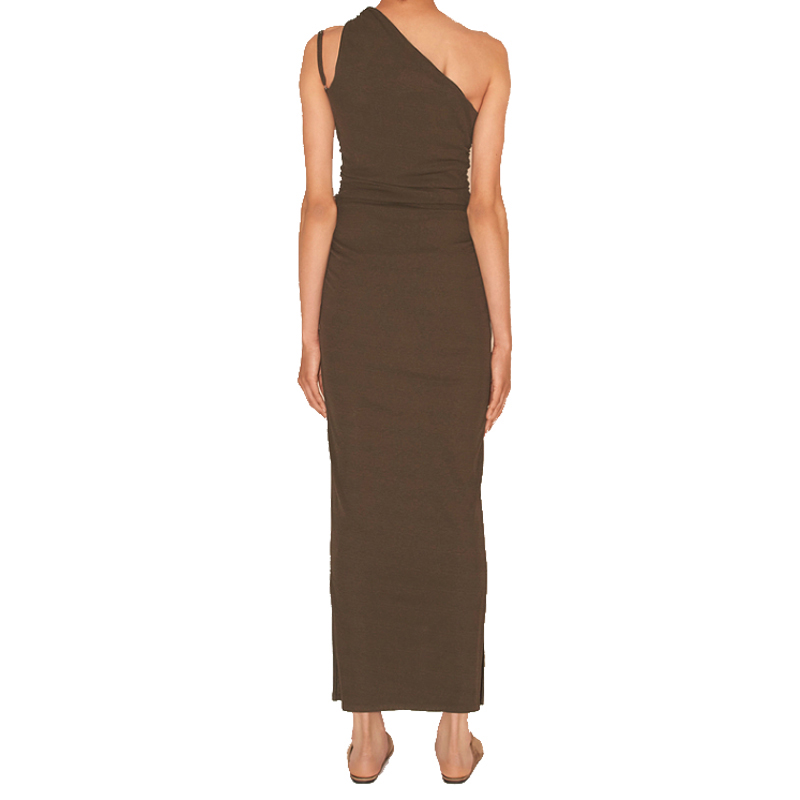 SS2324 Tencel Blend Single Shoulder Slim Straight Dress (3)