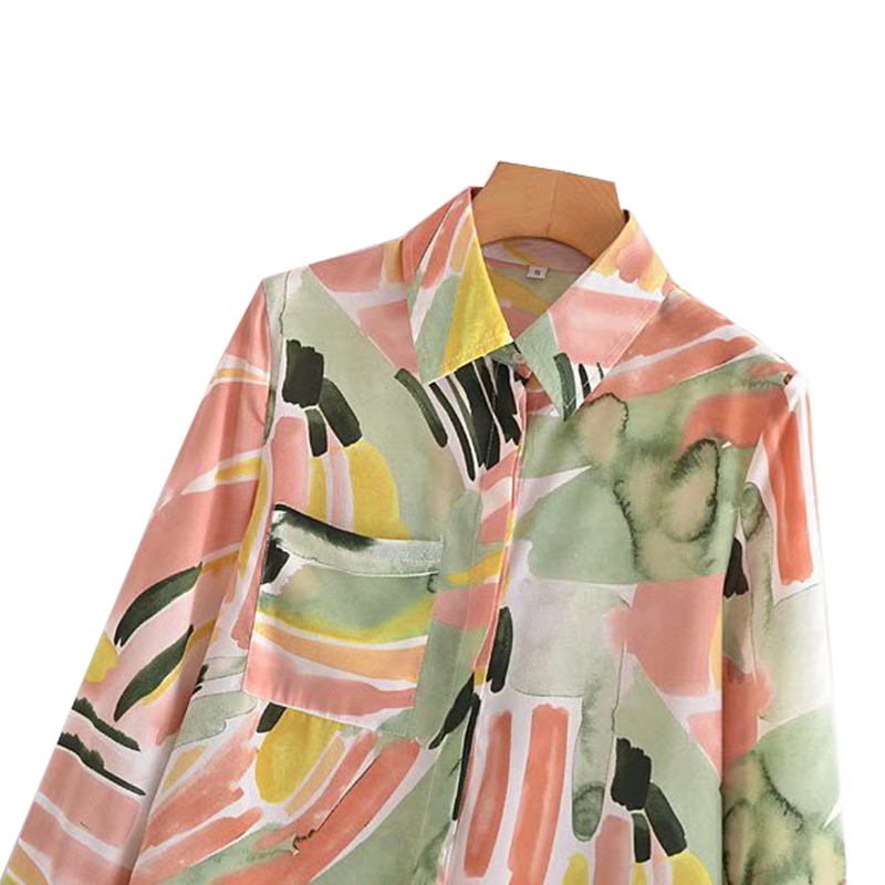 SS2395 Silk Satin Standard Blouse Digital Printed womens button UP Shirts (3)